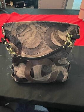 Coach Vintage Patchwork Leather Shoulder Bag - Brown with Gold Hardware